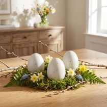 gjenstander Keramiske påskeegg dekorasjon grågull med prikker 8,5cm 3 stk