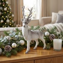 gjenstander Deco hjort flokket/snødd 39cm