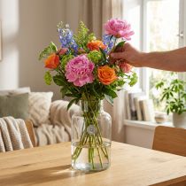 gjenstander Blomstervase glass dekorativ vase med hals klar Ø14,5cm H25cm