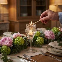 gjenstander Telysholder i glass, dekorativ blomsterform for en stilig atmosfære, 17 cm