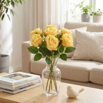 gjenstander Rosebukett blomsteroppsats for elegant dekorasjon i stuen 44 cm 6 stk