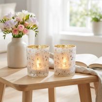gjenstander Telysholder i glass med sommerfuglmotiv for koselige stunder, 12,5 cm, 2 stk.