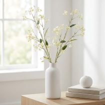 gjenstander Dekorativ epleblomstgren som kunstig blomst for lyse stuedetaljer, kremfarget, 108 cm, 2 stk.