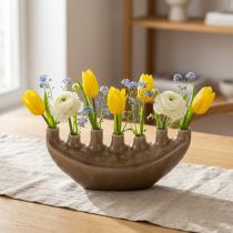 gjenstander Dekorativ Vase Båt Keramikkvase Brun 23×8,5cm H11cm
