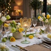 gjenstander Tulipan-telysholder, blomstermotiv, dekorasjon for en romantisk atmosfære og elegant atmosfære, 20 cm