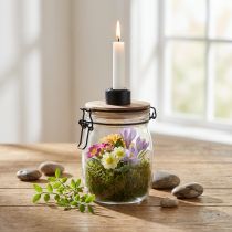 gjenstander Pinnelysestake dekorativt glass med lukking Ø10cm H16cm