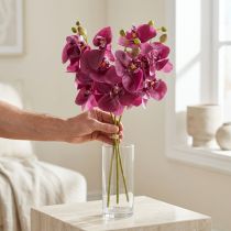 gjenstander Kunstige orkideer lilla kunstige blomster som ekte 56cm 3 stk
