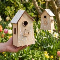 gjenstander Dekor for oppheng av fuglehus hvit natur 14,5cm 2 stk