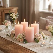 gjenstander Romantiske ensfargede rosa kuppellys, lys rosa, 70×80 mm, sett med 4 - Dekorative lys for en koselig atmosfære