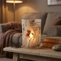 gjenstander Telysholder i glass, blomsterdesign for koselige stunder i hjemmet, 18 cm