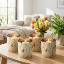 gjenstander Dekorativ glasslykt med blomstermotiv for stemningsfulle interiørdetaljer, 8 cm, 4 stk.