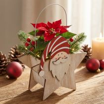 gjenstander Stjerne laget av tre nisse rød hvit bordpynt 15,5×6×16,5cm