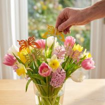 gjenstander Blomsterplugg sommerfugl deco trefarget 8,5cm 12stk