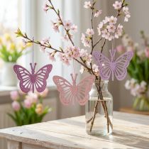 gjenstander Deco sommerfugler deco henger lilla/rosa/rosa 12cm 12stk