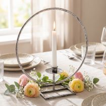 gjenstander Dekorring metall lysestake sølv shabby chic Ø32cm
