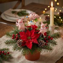 gjenstander Deco gris Jule lykkegris blomsterplugg 4stk