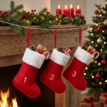 gjenstander Adventskalender for fylling av støvler filt rød hvit 155cm