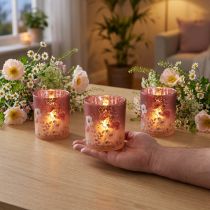 gjenstander Elegant lysestake med blomstermotiver for stemningsfull romdesign, 8 cm, 4 stk.