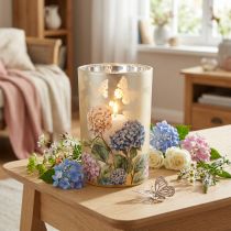gjenstander Telysholder i glass med blomstermotiv for harmoniske øyeblikk, 18 cm