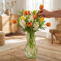 gjenstander Glassvase med preget tulipandesign for harmonisk romdesign, 30 cm