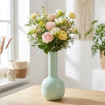 gjenstander Metallvase Emaljevase i Mintgrønn Ø10,5cm H25,5cm