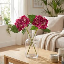 gjenstander Kunstige hortensiaer Rosa gren Blomsterblad 43cm 2stk
