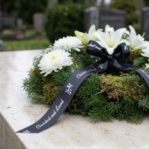 gjenstander Mourning Ribbon Saying Black Silver Cherished… 25mm 25m