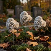 gjenstander Gravstein hjerte minnestein rose støpt stein 5,5 cm 6 stk