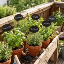 gjenstander Bed Stakes Hage Stakes Treskilt Oval Black H17,5cm Pakke med 12