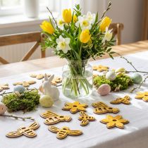 gjenstander Blomster og bier til strøing av oransje trestrødekorasjoner vår 36 stk