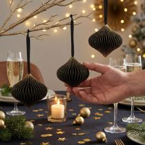 gjenstander Honeycomb Balls Honeycomb Balls Onion Black Gold Ø8cm 4stk