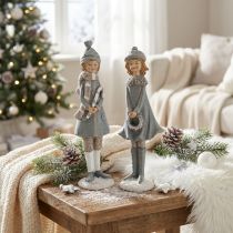 gjenstander Dekofigurer vinter barnefigurer jenter H19cm 2stk