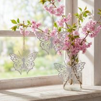 gjenstander Sommerfugldekor hengende vintage metalldekor hvit 15×12cm 3 stk