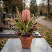 gjenstander Kunstig blomst Banksia rosa høstdekorasjon minneblomster 64cm