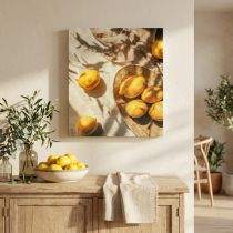 gjenstander Sitronveggkunst, sommerdekor, middelhavsstil, treramme, 40x60 cm, veggdekorasjon til stue