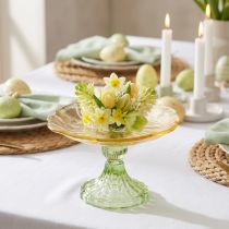 gjenstander Dekorativ glassplate med fot, blomsterdesign, ideell for festlig presentasjon, 15 cm