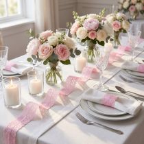 gjenstander Blondebånd Gavedekor Bryllupsbordpynt Rosa B35mm L20m