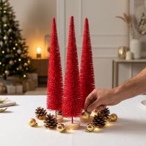 gjenstander Dekorativt smalt juletre, kunstig juletre på trebase, 40 cm, 3 stk.