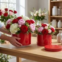 gjenstander Blomsterkasse rød blank Ø18/20cm 2 stk