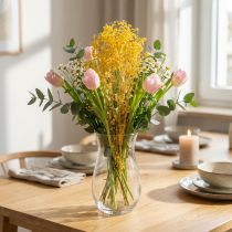 gjenstander Tørket blomsterbukett med babypust. Dekorative blomstrende grener egnet for sesongbasert borddekorasjon. 70 cm