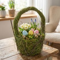 gjenstander Påskekurv, naturlig design, håndkurv for festlig hjemmedekorasjon, 25 cm