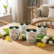 gjenstander Dekorativ glasslykt med bladdesign for stilig interiør, 8 cm, 4 stk.