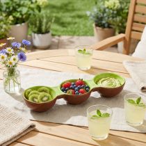 gjenstander Keramikkskål med kiwimotiv, sommerdekorasjon for stilig servering av tapas og snacks, 30 cm