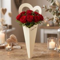 gjenstander Blomsterpose roser gaveemballasje krem 46cm 12 stk