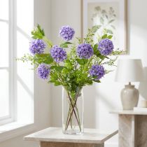 gjenstander Snøball kunstige blomster lilla blomst 5 skjermer L78cm 2stk
