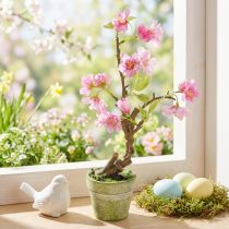 gjenstander Kunstig mandeltre i potte med rosa blomster H28cm