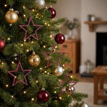 gjenstander Juledekorasjon glitterstjerner til oppheng i bærglitter, sett med 40, 7,5 cm - Festlig pynt til juletre og vindu