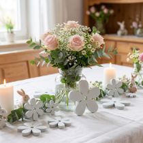 gjenstander Strødekor trebordsdekor hvite blomster Ø2cm–6cm 20 stk