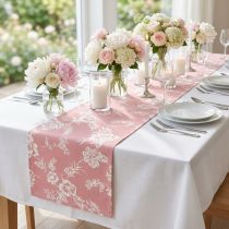 gjenstander Bordbånd blomstermønster bordløper bomull rosa 15cm 3m