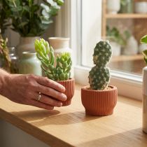 gjenstander Kunstige planter Sukkulent kaktus Kunstig grønn plante 14,5/15,5 cm 2 stk.